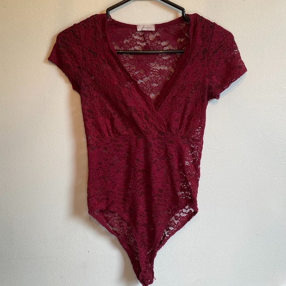Willow - Red Lace BodySuit - Small - Picture 3 of 4